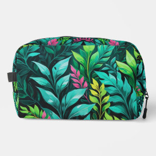 Abstract green and turquoise foliage cosmetic bag