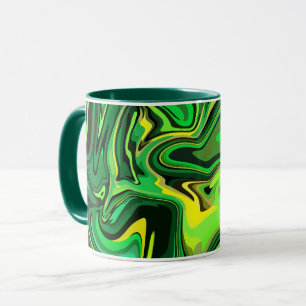 Abstract Green and Yellow Fluid Art Design Mug