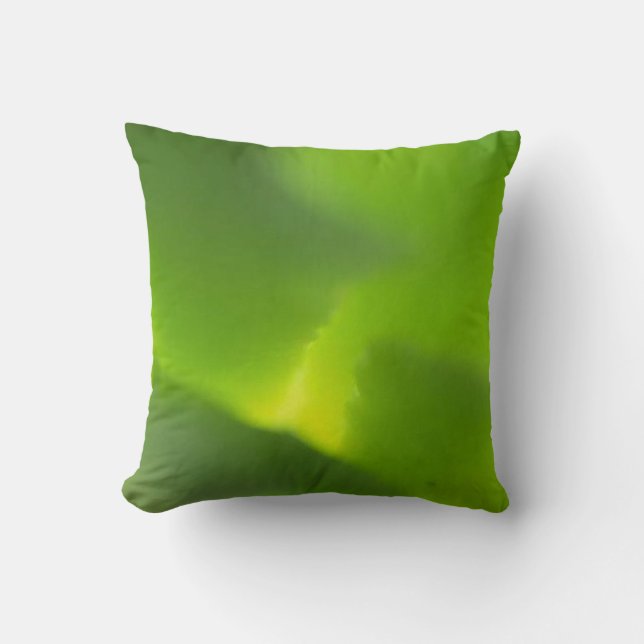 Abstract Green and Yellow Leaf Cushion (Front)