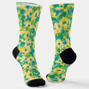 Abstract Green and Yellow Watercolor Tie Dye Socks