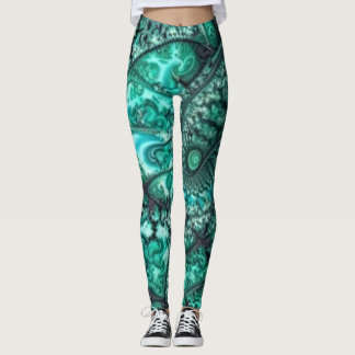 Abstract green black and white Leggings