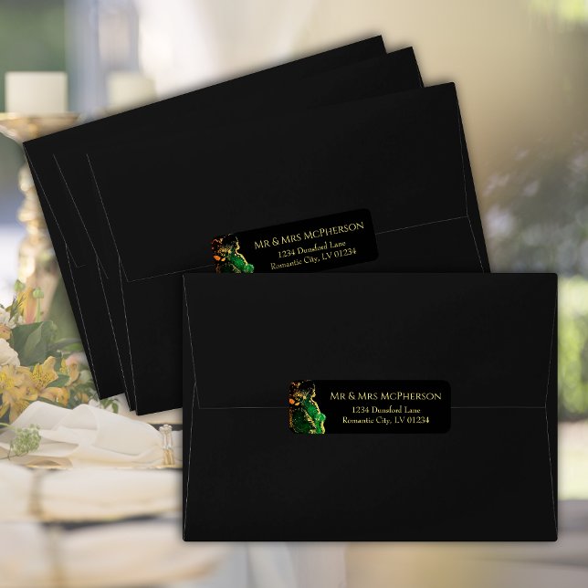 Abstract Green Black Bronze Gold Return Address (Gorgeous Green Black Bronze Gold Return Address Label)