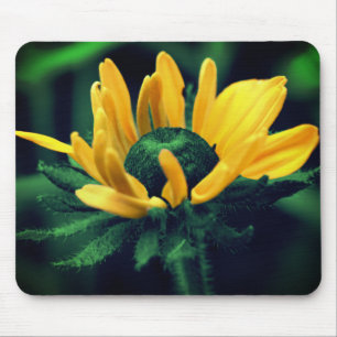 Abstract Green Black Eyed Susan Flower Art Mouse Mat
