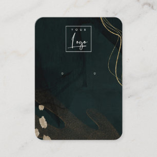 Abstract Green Black Gold Earring Logo Display Business Card