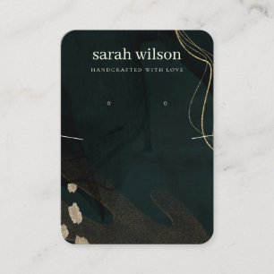 Abstract Green Black Gold Earring Necklace Display Business Card
