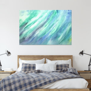 Abstract Green Blue Ocean Art Contemporary Modern Canvas Print