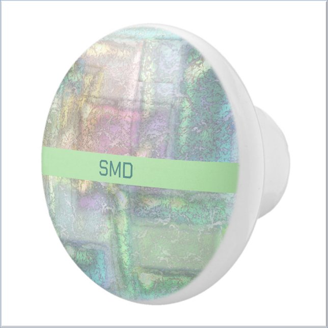 Abstract Green Blue Pink Textured Pattern Ceramic Knob (Creator Uploaded)