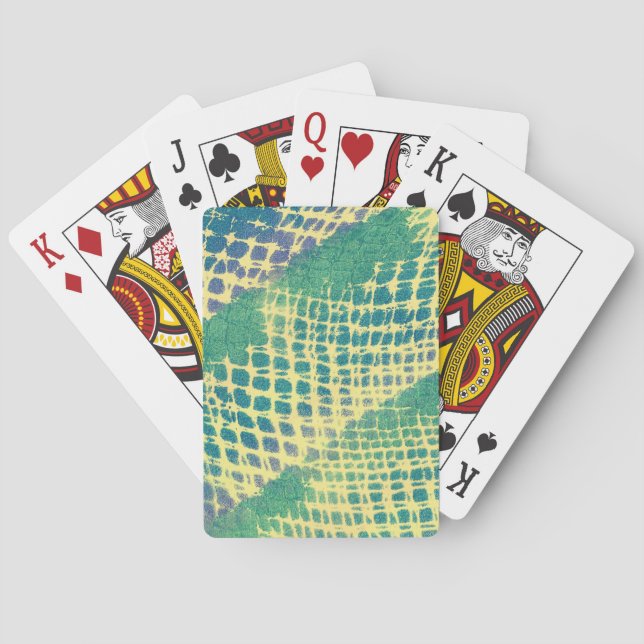 Abstract Green Blue Purple Pattern Playing Cards (Back)