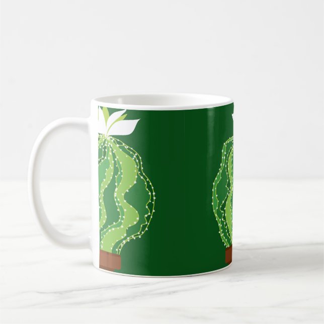 Abstract green cactus seamless pattern coffee mug (Left)