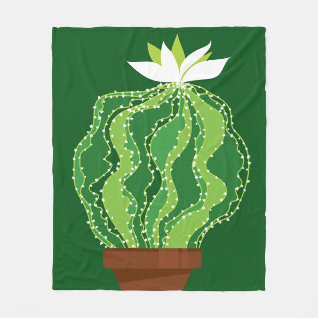 Abstract green cactus seamless pattern fleece blanket (Front)