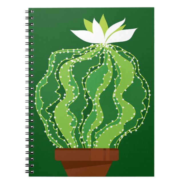 Abstract green cactus seamless pattern notebook (Front)