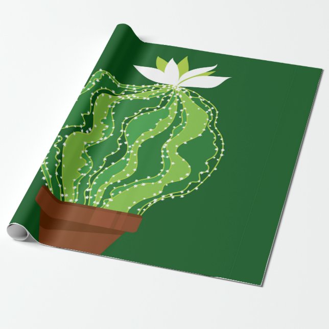 Abstract green cactus seamless pattern wrapping paper (Unrolled)