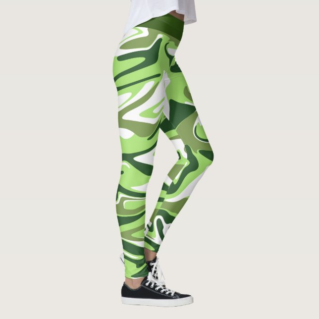 Abstract Green Camouflage Marble St. Patrick's Day Leggings (Right)