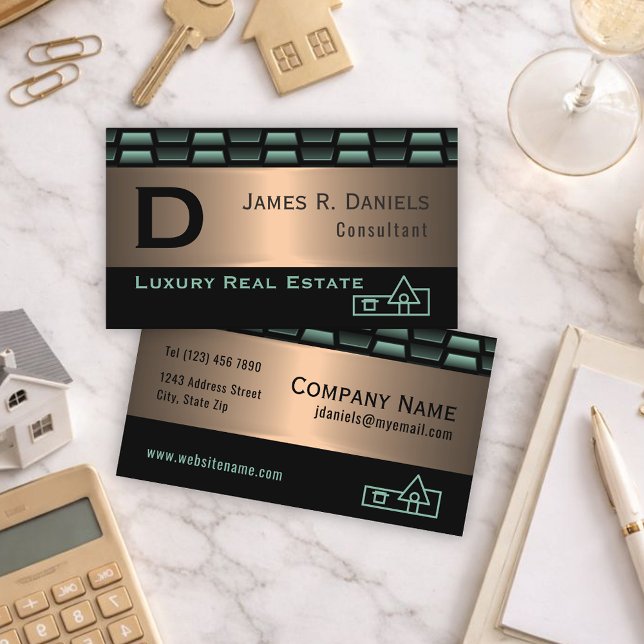 Abstract Green Copper Luxury Metallic Art Pattern Business Card (Creator Uploaded)