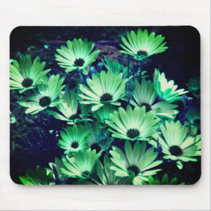 Abstract Green Daisies Flower Art Mouse Mat