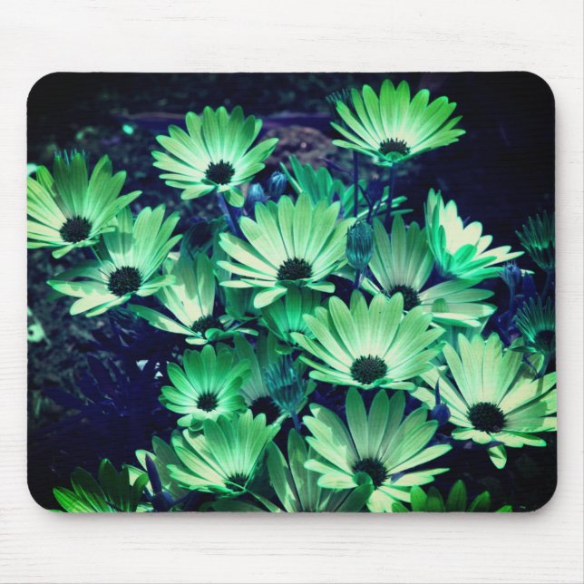 Abstract Green Daisies Flower Art Mouse Mat (Front)