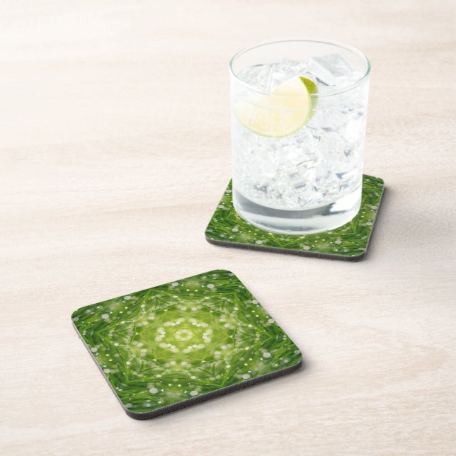 Abstract green decorative print coaster (Right Side)