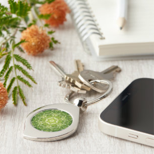 Abstract green decorative print key ring
