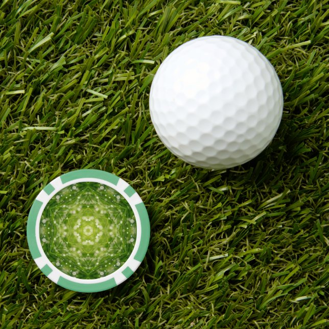 Abstract green decorative print poker chips (Golf Ball Marker)