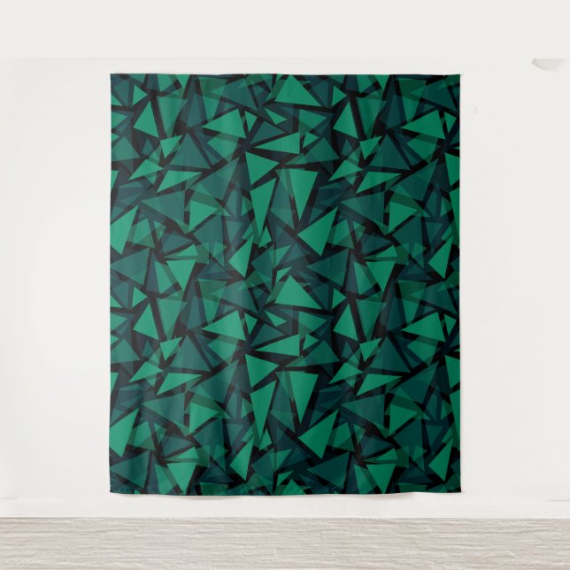 Abstract green emerald polygonal pattern throw pil tapestry (Front)