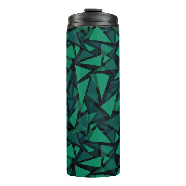 Abstract green emerald polygonal pattern throw pil thermal tumbler (Front)