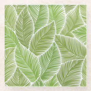 Abstract green floral, seamless background. glass coaster