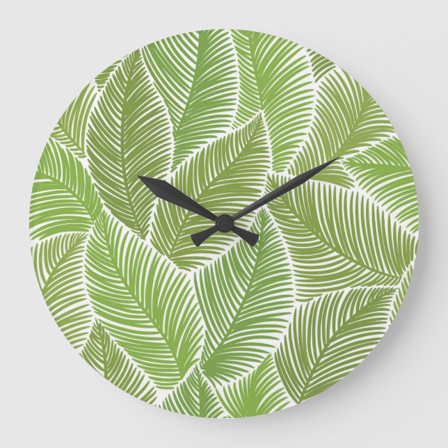 Abstract green floral, seamless background. large clock (Front)