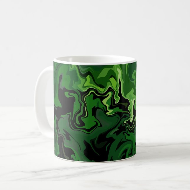 Abstract Green Flow Art Coffee Mug (Front Left)