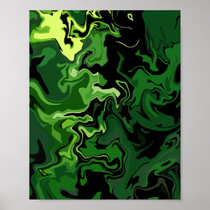 Abstract Green Flow Art Poster