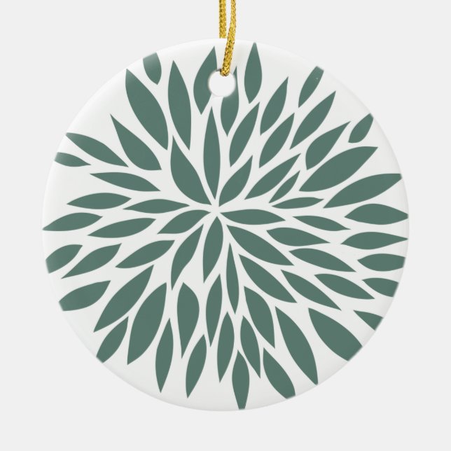 Abstract Green Flower Ceramic Tree Decoration (Front)