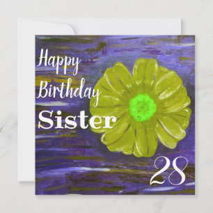 Abstract Green Flower Custom Sister  Birthday Card