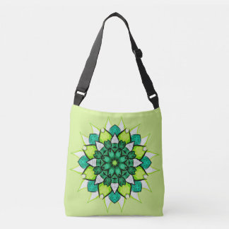 Abstract Green Flower Mandala Crossbody Bag