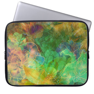 Abstract Green Flowers Laptop Sleeve