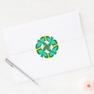 Abstract Green Flowers Pattern Classic Round Sticker