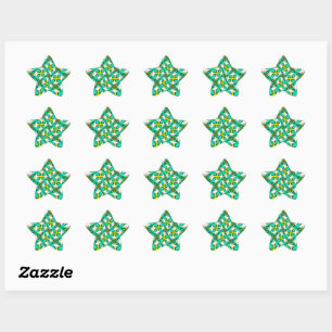 Abstract Green Flowers Pattern Star Sticker