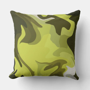 Abstract Green Fluid Art with Dark Accents Cushion