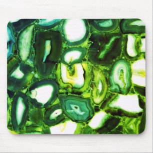 Abstract green geode, green gemstone mouse mat