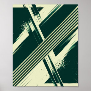 Abstract Green Geometric Strikes Poster