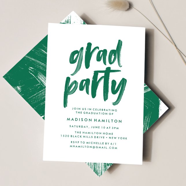 Abstract Green Graduation Party Invitation (Creator Uploaded)