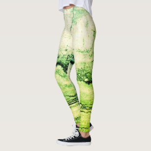 Abstract green granite leggings