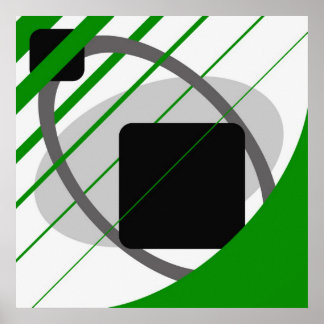 Abstract Green Grey Off-White Black AP0002 Poster