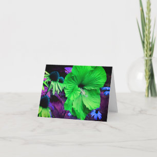Abstract Green Hibiscus Flower Note Card