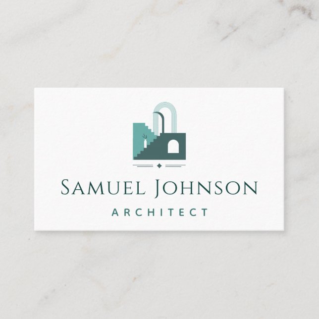 Abstract Green House Building Logo Architect Cool Business Card (Front)
