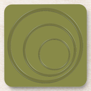 Abstract green khakiround circles 3d effect modern coaster