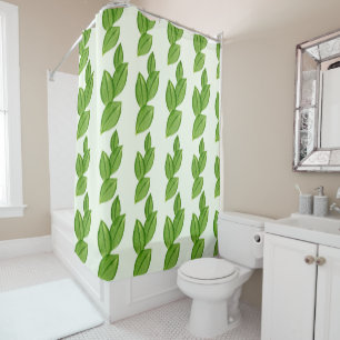Abstract Green Leaf Pattern Shower Curtain
