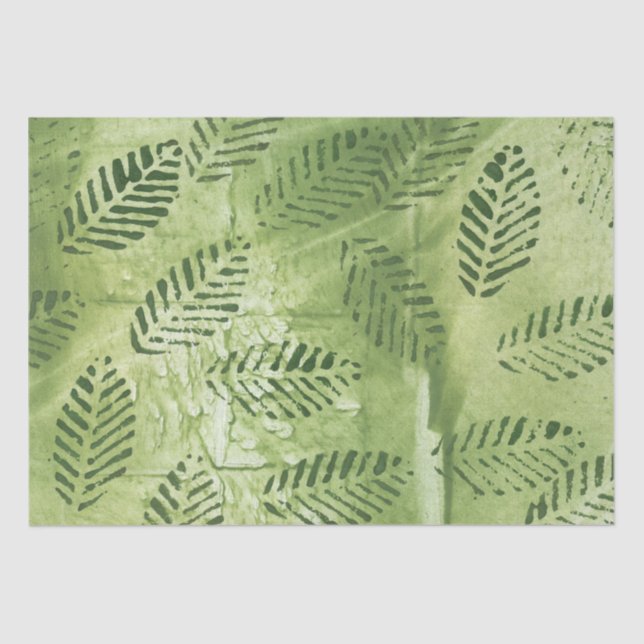 Abstract green leaves tissue paper (Front)