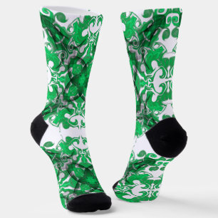 Abstract green mandala psychedelic butterfly  socks
