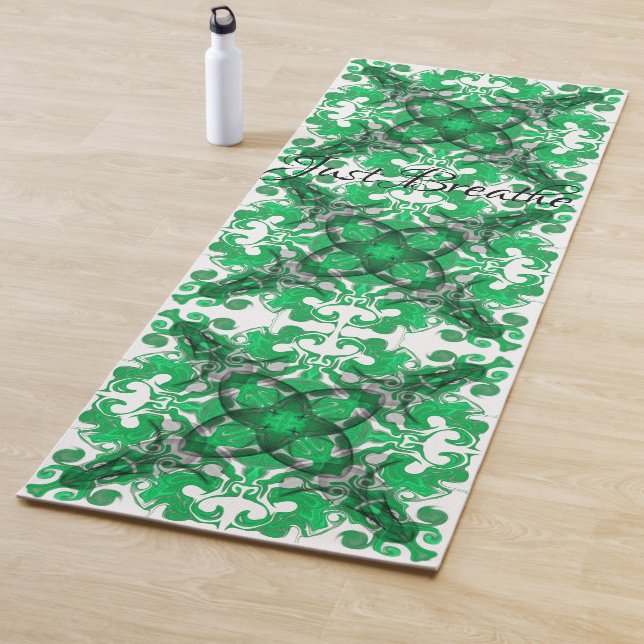 Abstract green mandala psychedelic butterfly swirl yoga mat (In Situ)