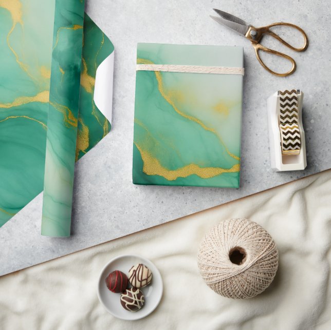 Abstract Green Marble Wrapping Paper (Crafts)