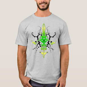 Abstract Green Mask Tribal Tattoo Design T-Shirt